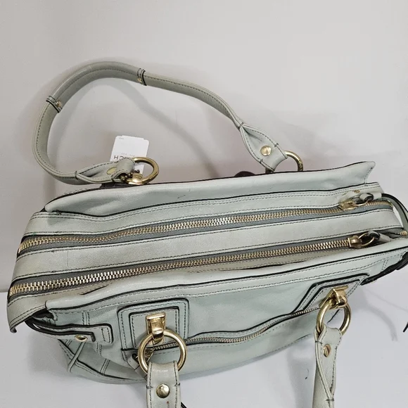MSRP $700 Coach Hampton Lindsay Satchel Handbag Tote Mint Green Leather Turnlock - Picture 8 of 11